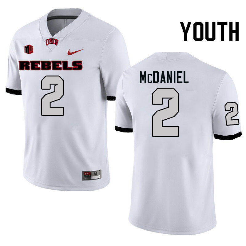 Youth #2 Damien McDaniel UNLV Rebels College Football Jerseys Stitched-White